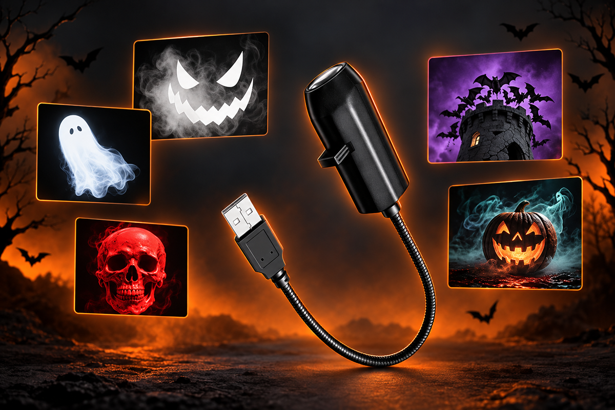 Projektor Halloween USB - wymienne wzory